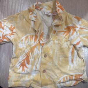 Zara Kids Yellow and Orange Button Down Shirt